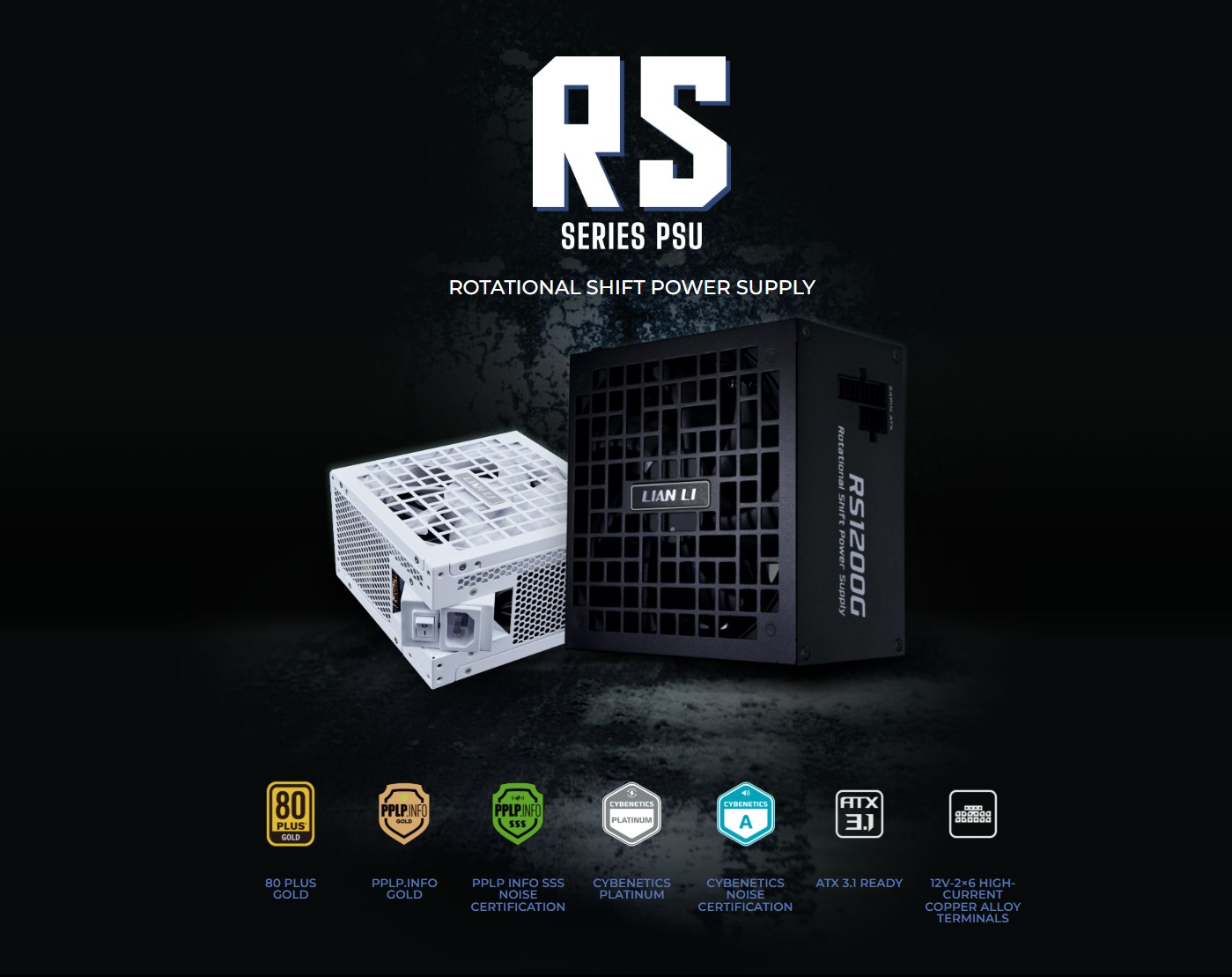 回転式ACインレット搭載、両面20+4ピン出力設計。フルモジュラー式電源